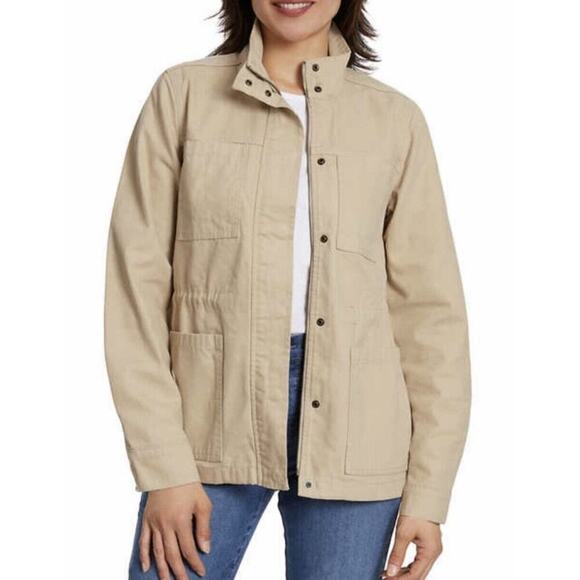 Vintage America 100% Cotton Canvas Anorak Jacket XXL Women Tan Barn Chor… - Picture 2 of 10